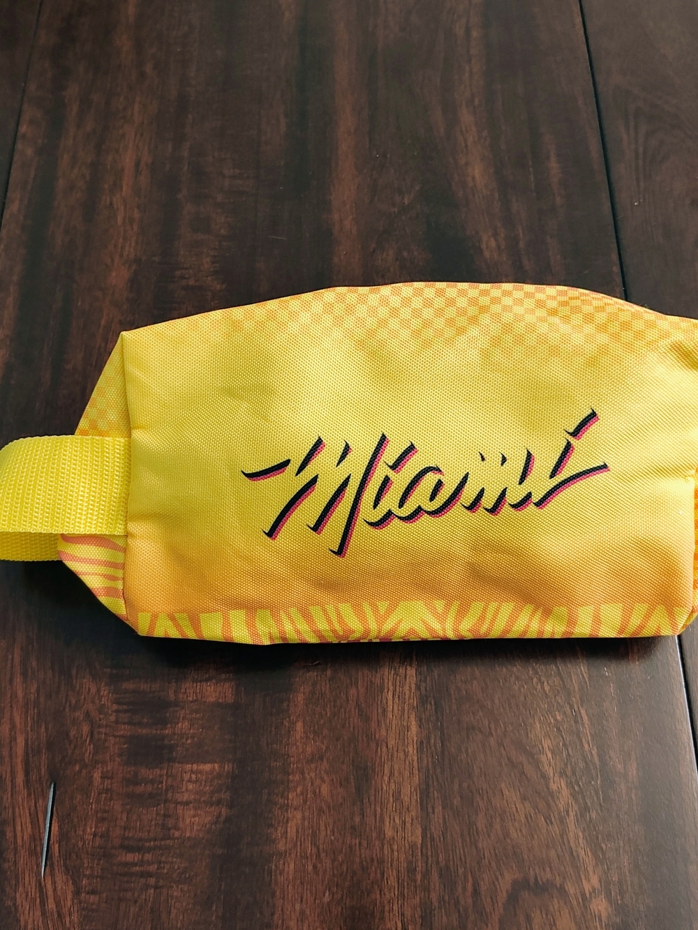 Miami Script Yellow Travel Cosmetic Bag